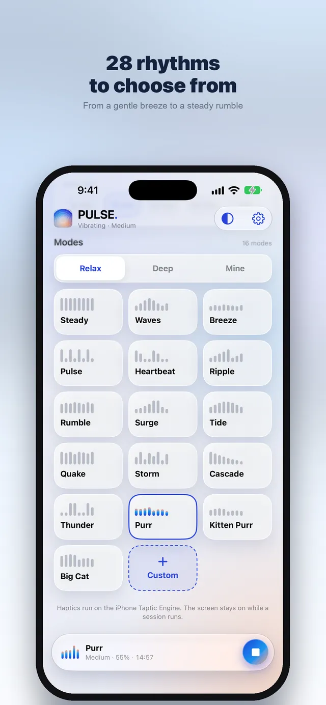 PULSE screenshot: 28 rhythms