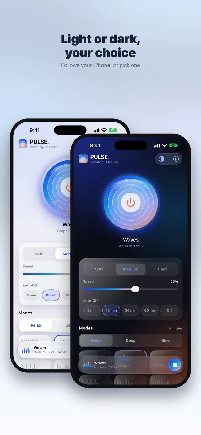 PULSE screenshot: Light or dark